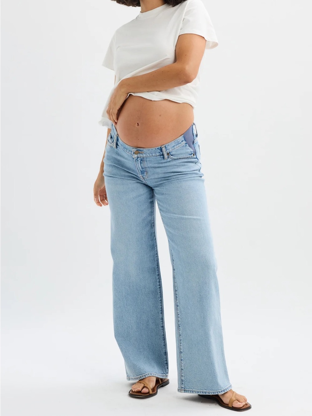 Hatch 90’s light wash Maternity wide leg Jeans